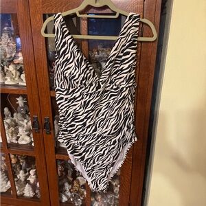 Old Navy Black & White Zebra-Print One-Piece Swimsuit